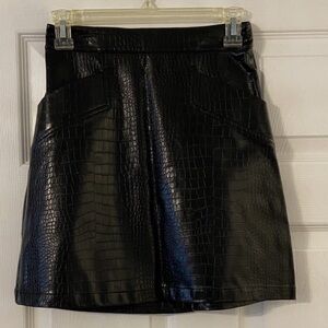NWT Express Croc Embossed Faux Leather A-Line Skirt